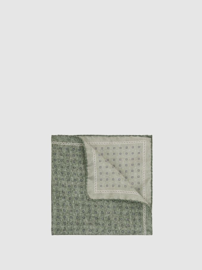 Reversible Silk Pocket Square in Soft Sage (E27166) | US$44