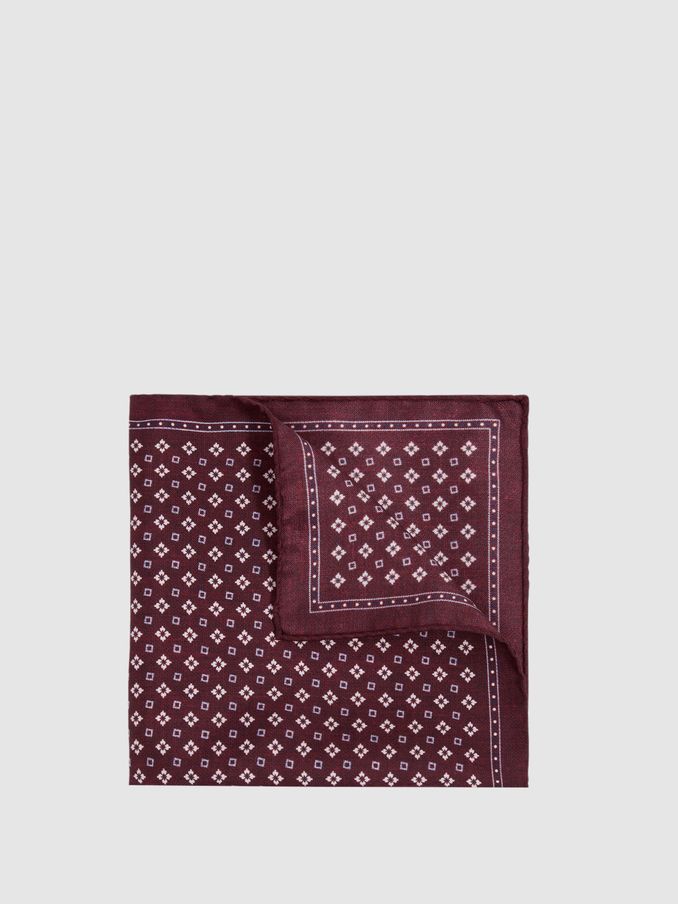 Reversible Silk Pocket Square in Bordeaux (E27168) | US$36