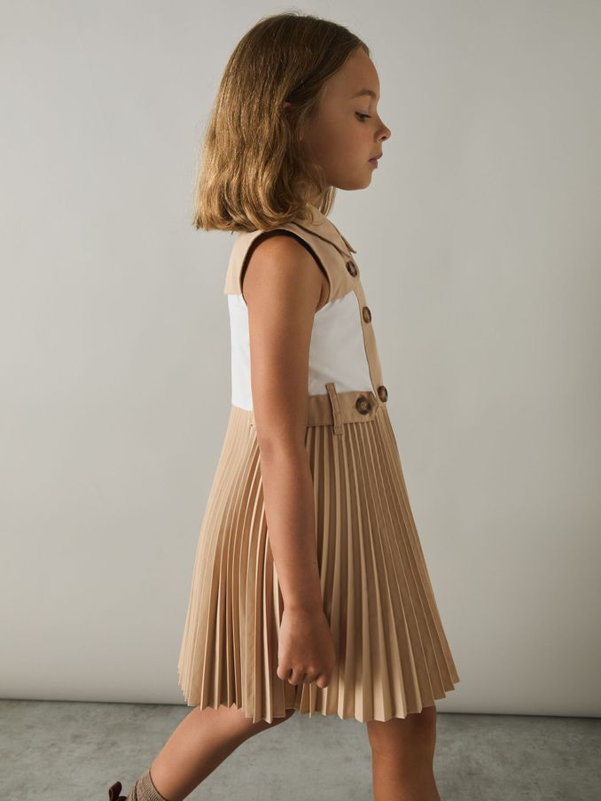 4-9 yrs Pleated Button-Front Dress in Camel (E27181) | HK$582