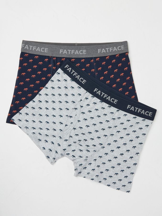 Navy Moose Print Boxers 2 Pack (E27500) | €18