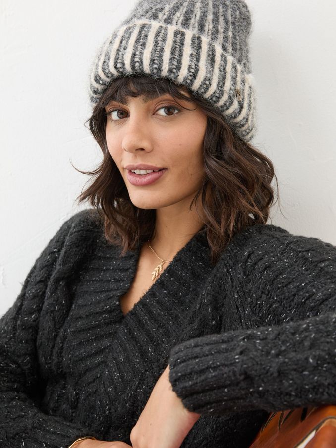Grey Plaited Rib Beanie (E28275) | €18