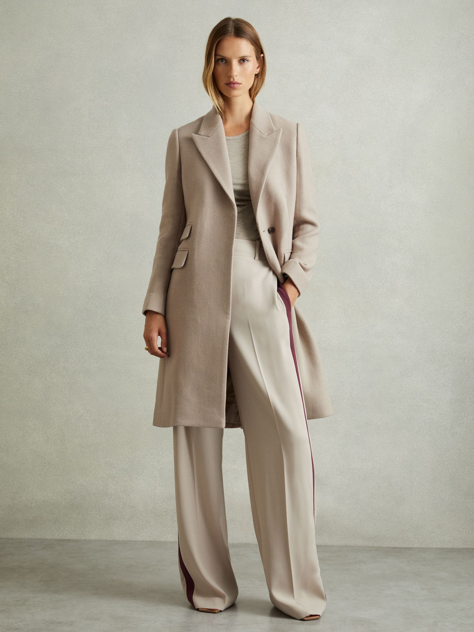 Wool-Blend Coat in Stone (E28613) | 960 SAR