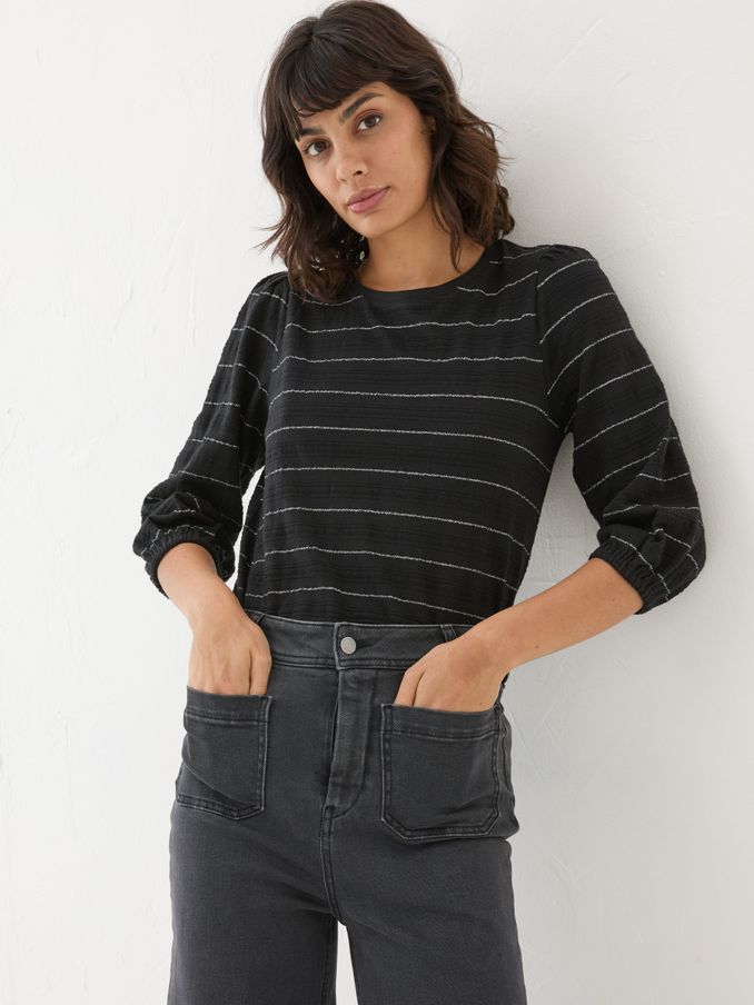 Penny Black Stripe Top (E29294) | $27