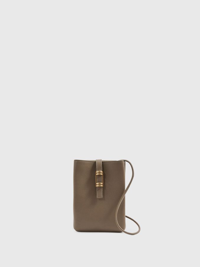 Leather Phone Holder in Taupe (E30146) | €84
