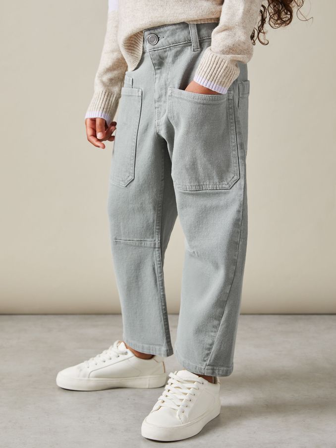 9-13 yrs Barrel Leg Cargo Trousers in Khaki (E30152) | $42