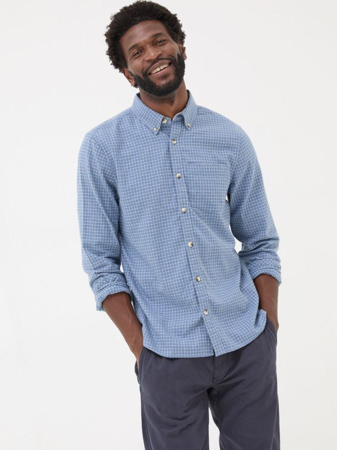Blue Long Sleeve Grantham Grid Check Shirt (E30278) | €36