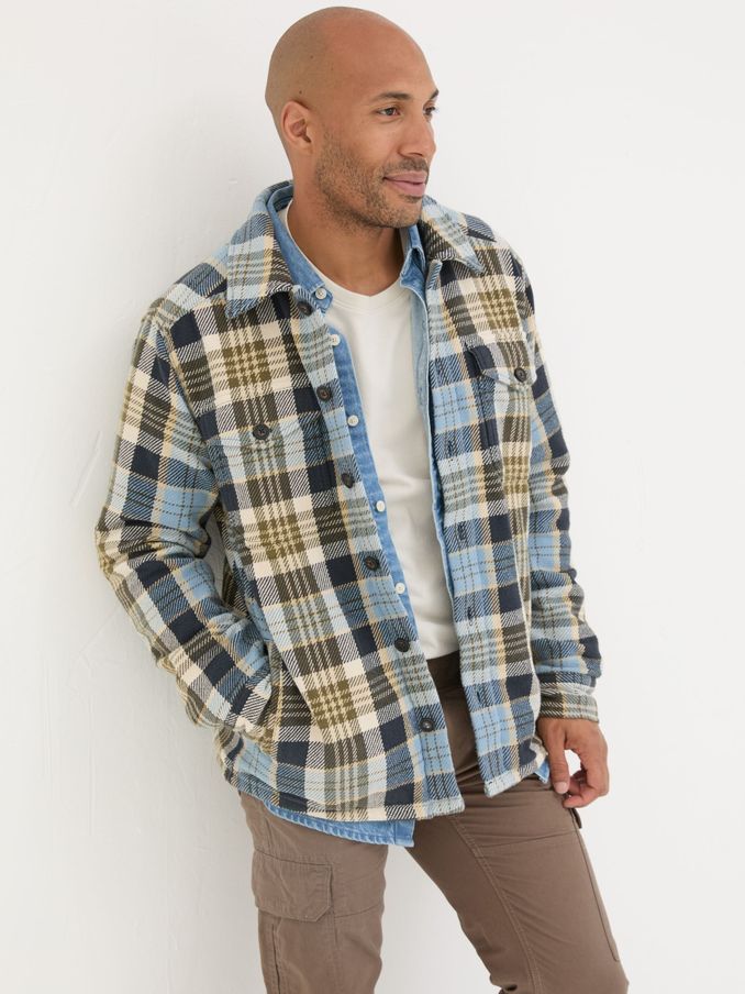 Light Blue Ryton Check Overshirt (E30281) | $64