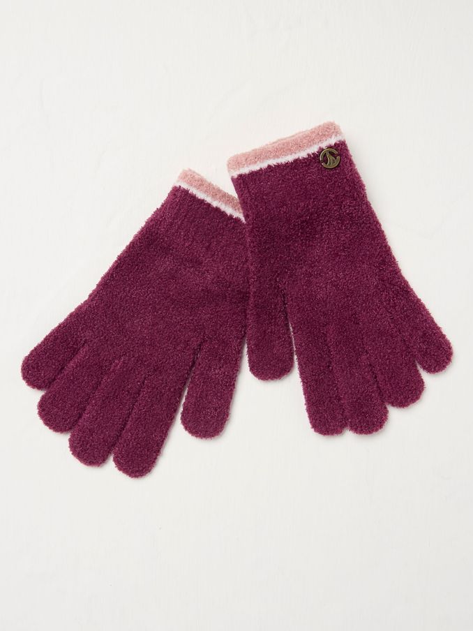 Dark Red Chenille Gloves (E30507) | €13