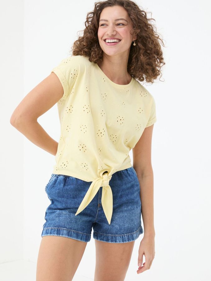 Roisin Yellow Tie Front Top (E31938) | €31