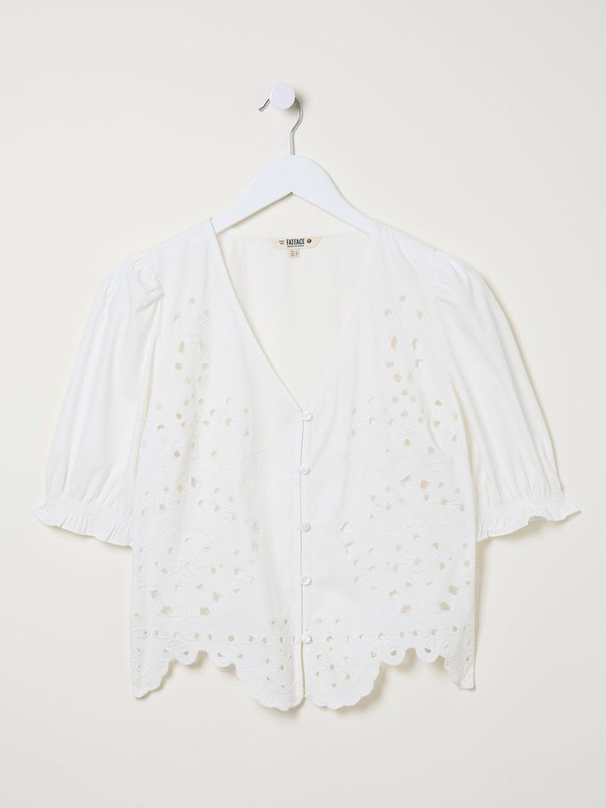 Celeste Natural Broderie Blouse (E31940) | €39
