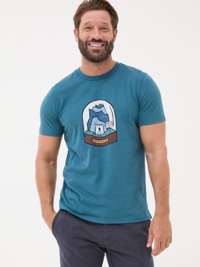 Teal Blue 100% Cotton Bear Snow Globe T-Shirt (E33973) | €18