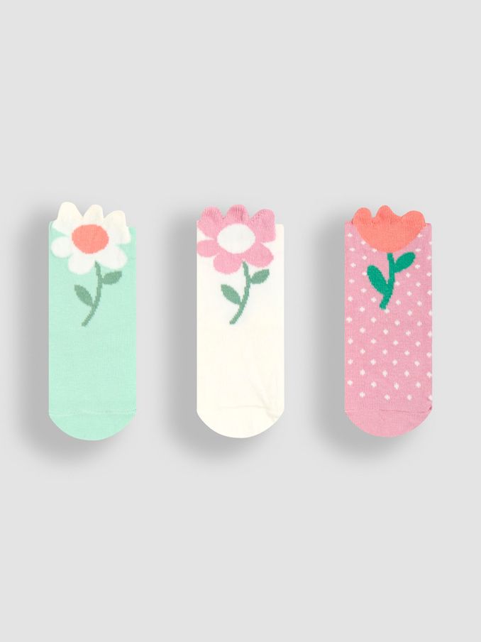 Green Flower Socks 3 Pack (E35744) | $16