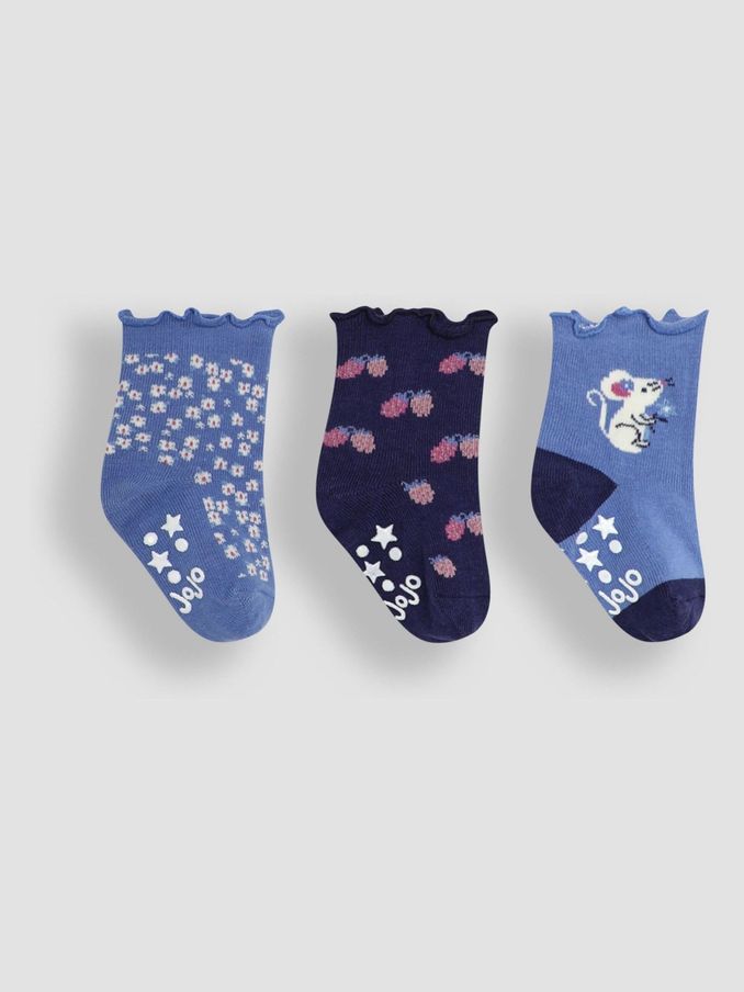 Cornflower Mouse Cotton Frill Socks 3 Pack (E35747) | $16