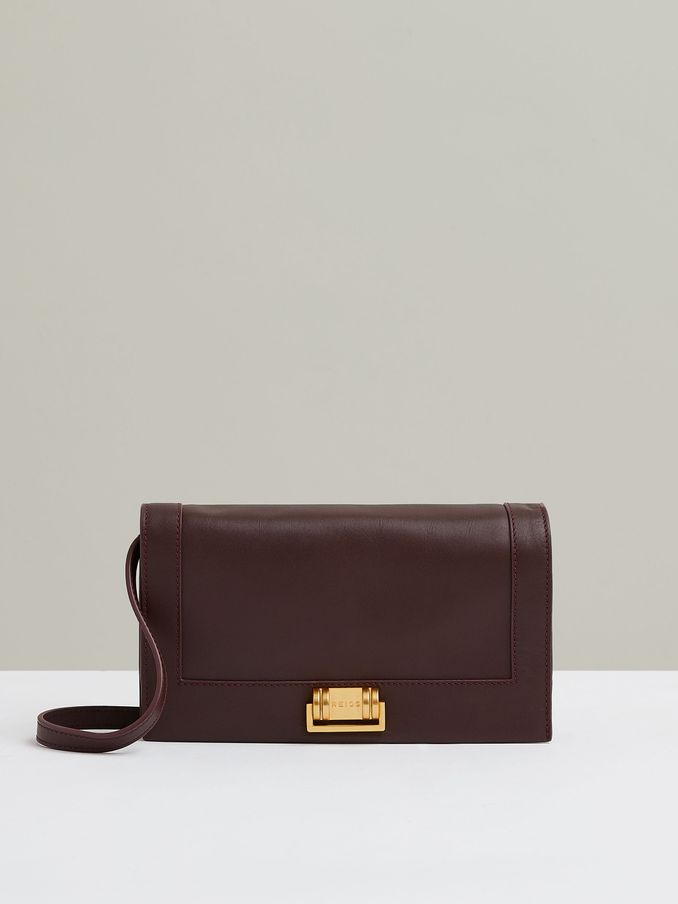 Leather Suede Shoulder Bag in Oxblood (E36440) | €176