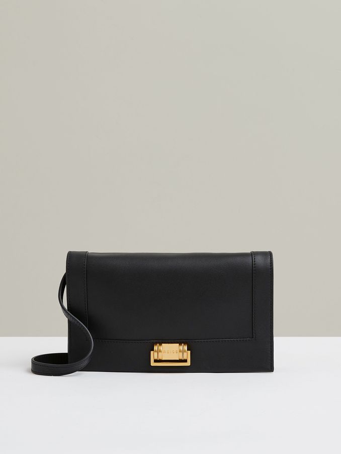 Leather Suede Shoulder Bag in Black (E36441) | US$159