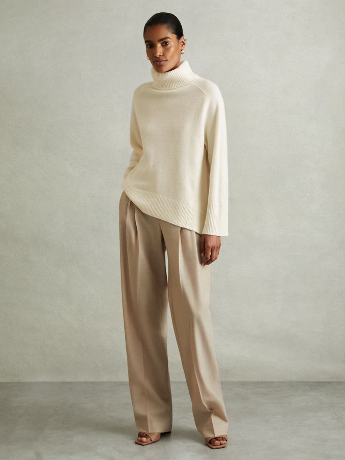 Wool-Cashmere Roll-Neck Jumper in Cream (E37806) | €138