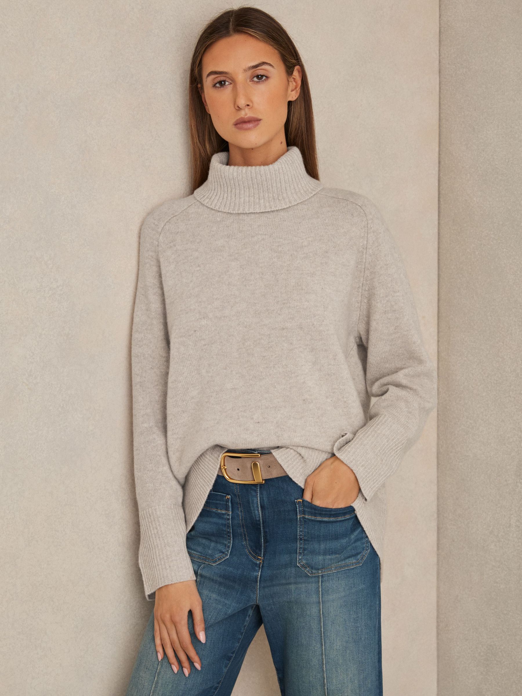 Wool-Cashmere Roll-Neck Jumper in Oatmeal (E38852) | CA$270
