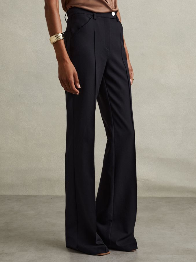 High Rise Flared Trousers in Navy (E38858) | €132