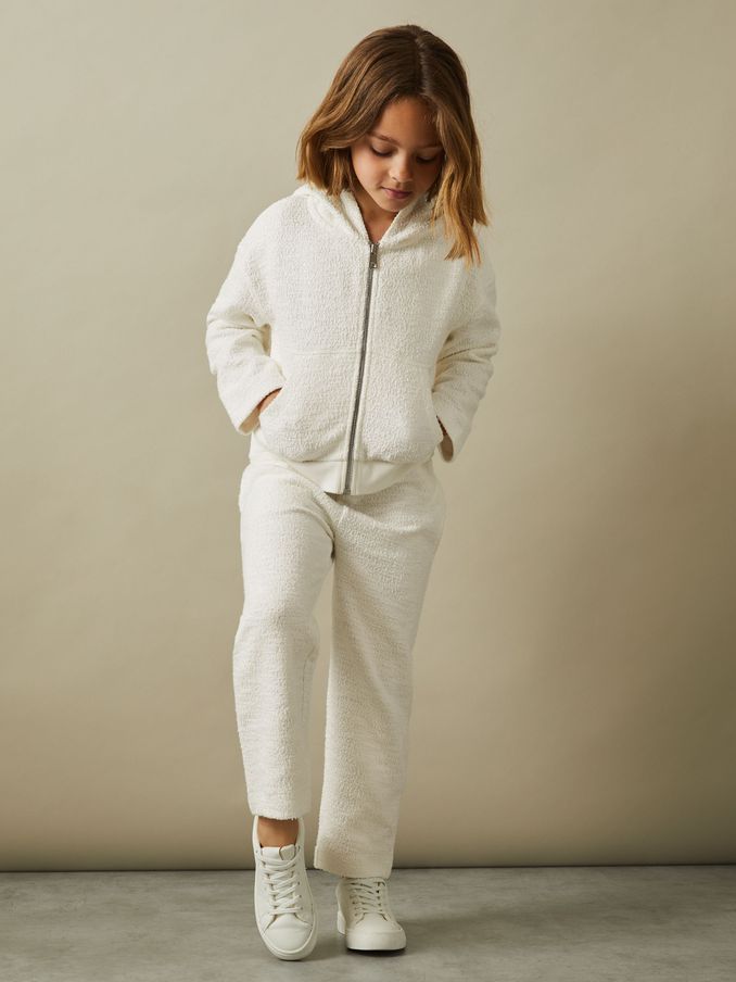 4-9 yrs Cotton Blend Boucle Hoodie and Joggers Set in Cream (E38861) | US$65