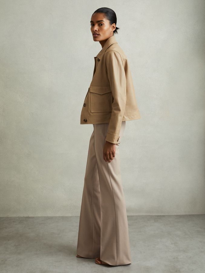 High Rise Flared Trousers in Neutral (E38868) | US$147