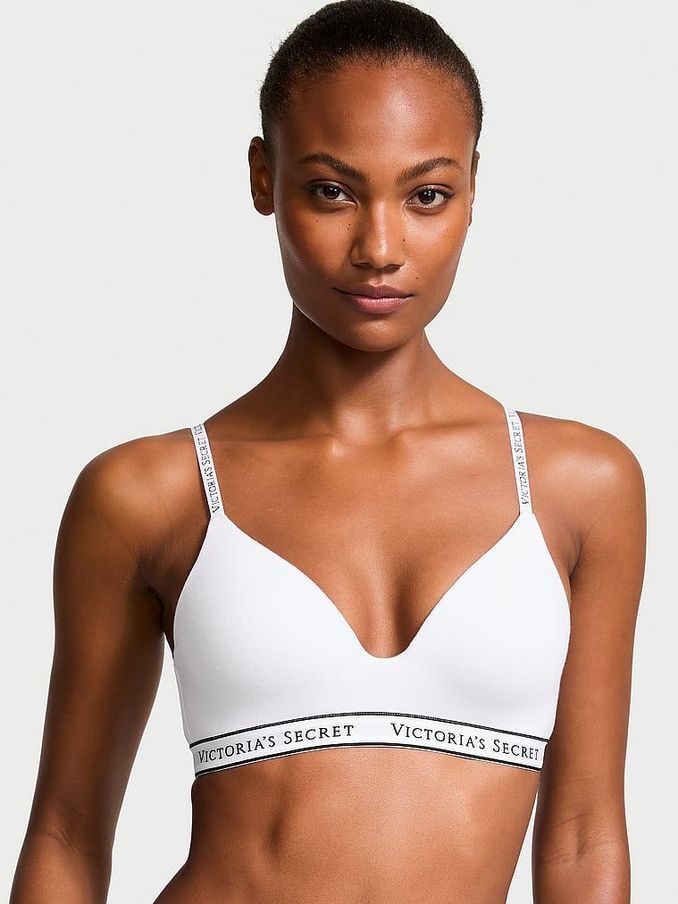 White Logo Band Non Wired Lightly Lined Bra (E39872) | €40
