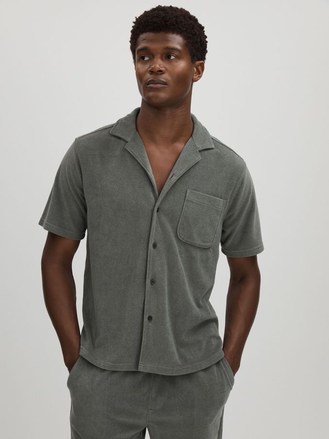 Paige Terry Cuban Collar Shirt in Grey (E42819) | US$172