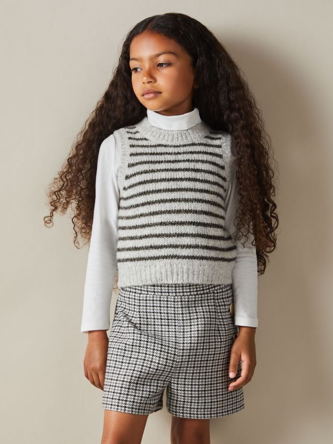 9-13 yrs Alpaca Blend Striped Vest in Grey (E42830) | €34