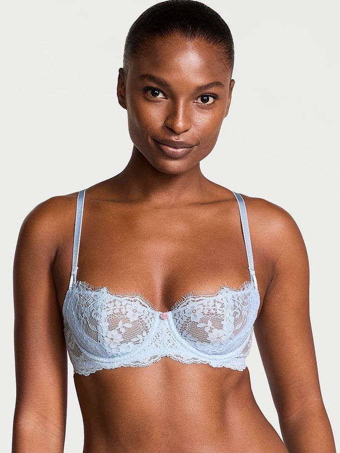 Light Blue Unlined Balcony Lace Bra (E43428) | €52