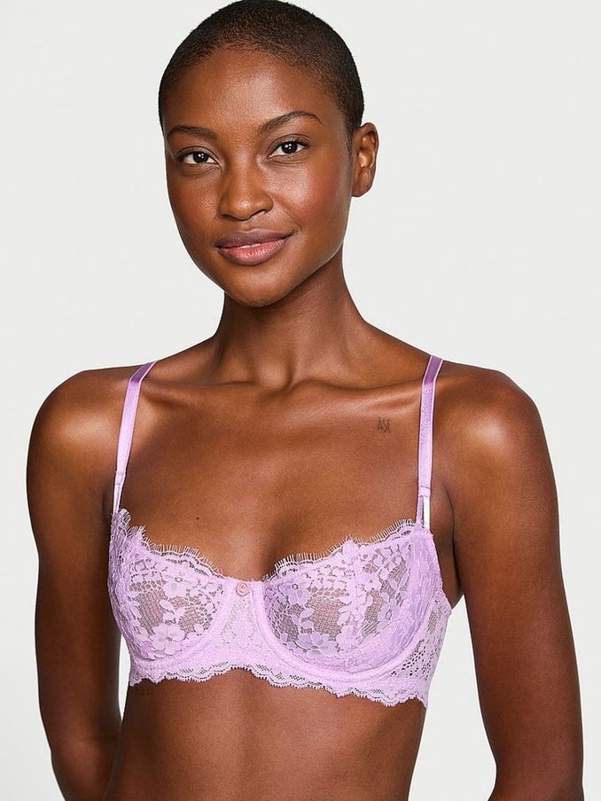 Lilac Purple Unlined Balcony Lace Bra (E43432) | €52