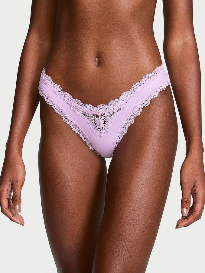 Silky Lilac Purple Lace Trim Brazilian Knickers (E43436) | €15.50
