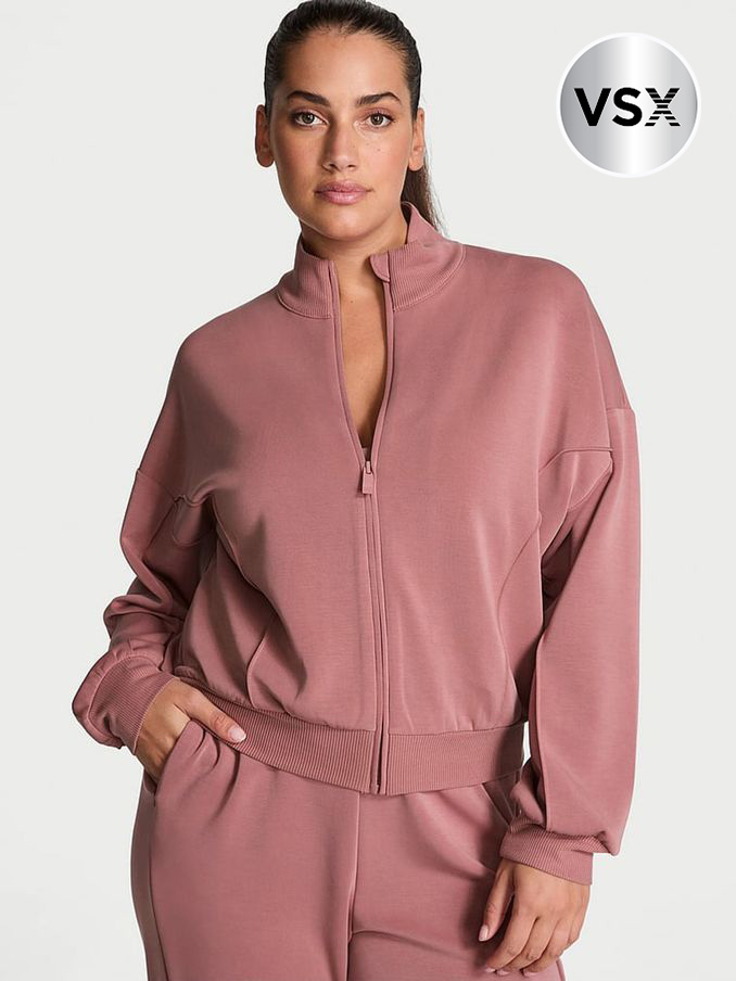 Vintage Rose Pink Featherweight Knit Full Zip Jacket (E43441) | €79