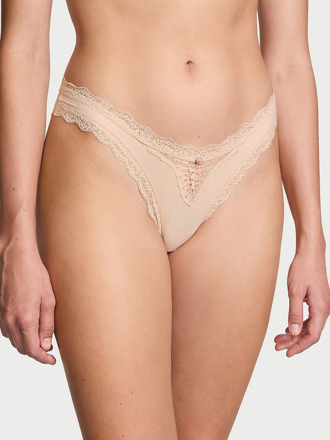 Marzipan Nude Lace Trim Brazilian Knickers (E43443) | €15.50