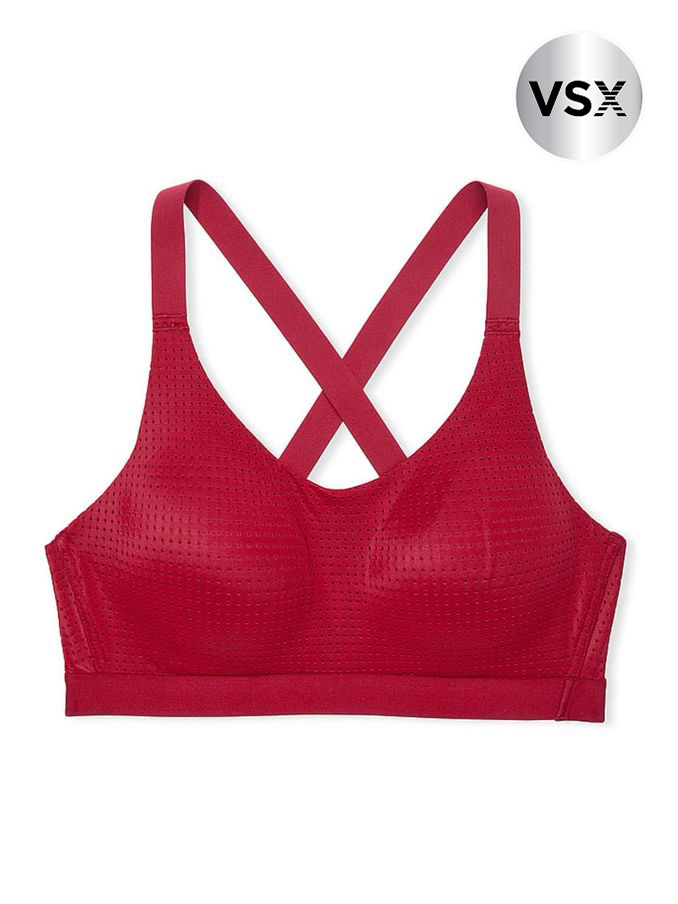 Red Laquer Lightweight Mesh Medium Support Sports Bra (E43467) | €52