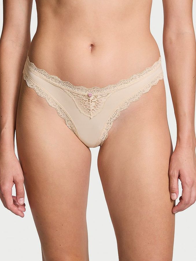 Marzipan Nude Lace Trim Thong Knickers (E43498) | €15.50