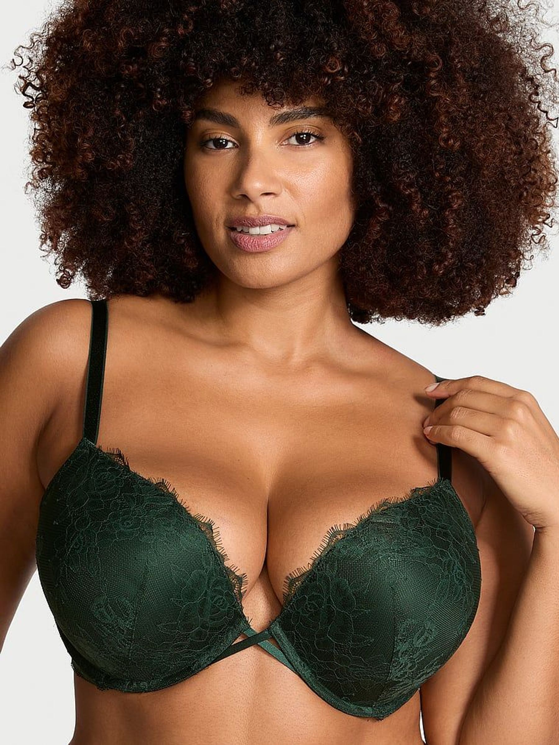 Botanical Green Bombshell Add 2 Cups Push Up Rose Lace Bra (E44034) | €27