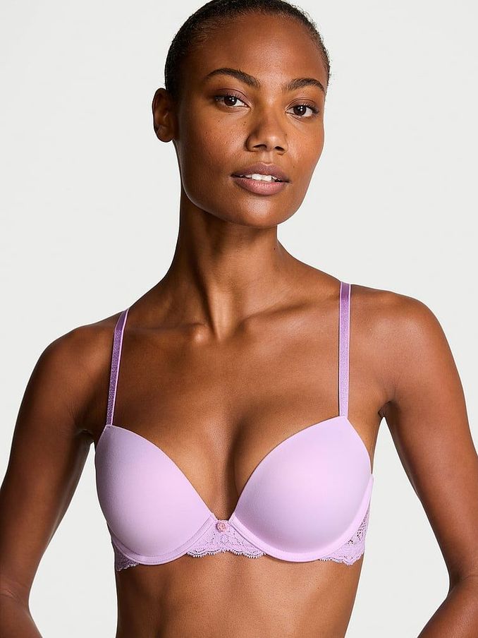 Lilac Purple Lace Trim Push Up Bra (E44037) | €52