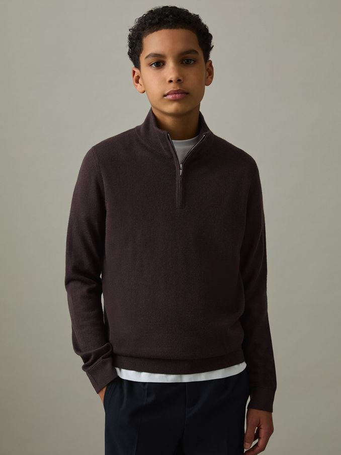 3-9 yrs Two Pack Of Merino Wool Zip-Neck Jumpers in Navy/Dark Bordeaux (E45150) | €95