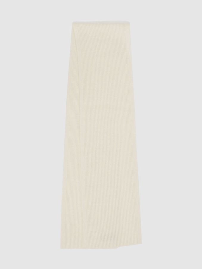 Ribbed Merino Scarf in Off White (E45176) | €53