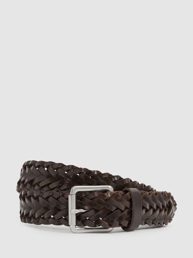 Woven-Leather Belt in Chocolate (E45217) | €25