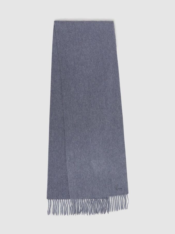 Wool and Cashmere Scarf in Indigo Melange (E45219) | US$62