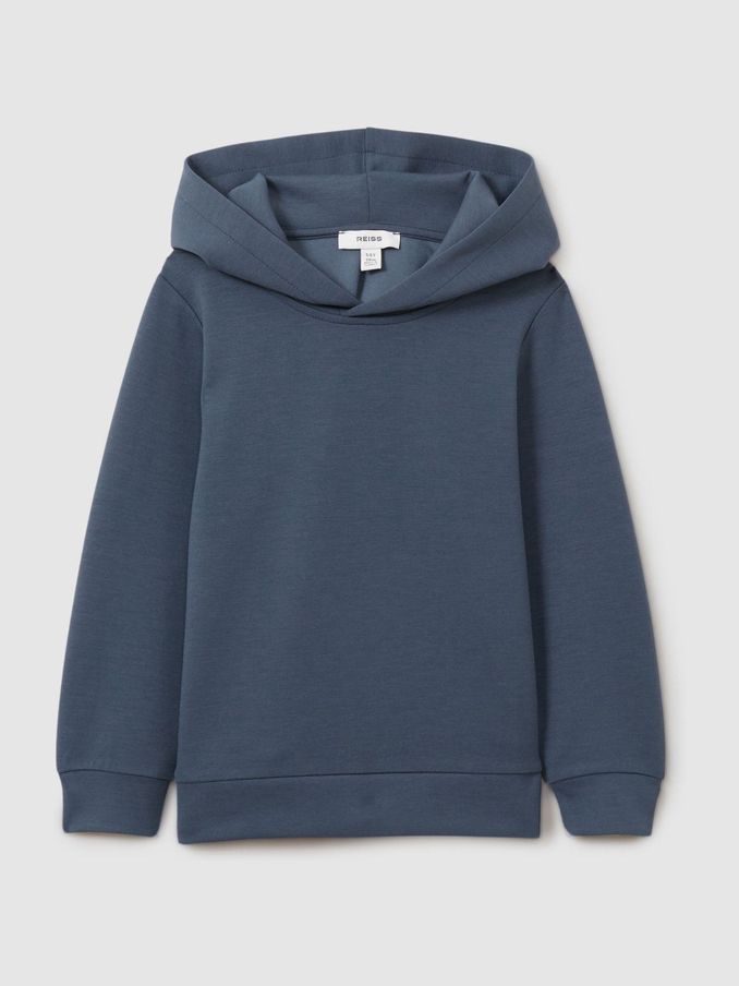 13-14 yrs Interlock Jersey Hoodie in Dark Diesel Blue (E45232) | US$24