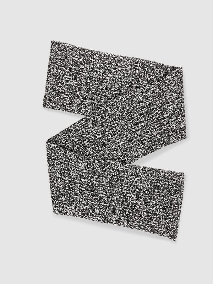 Cotton-Wool Ribbed Mouliné Scarf in Black/White (E45237) | US$47
