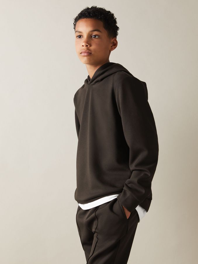 9-14 yrs Interlock Jersey Hoodie in Chocolate Brown (E45565) | €20
