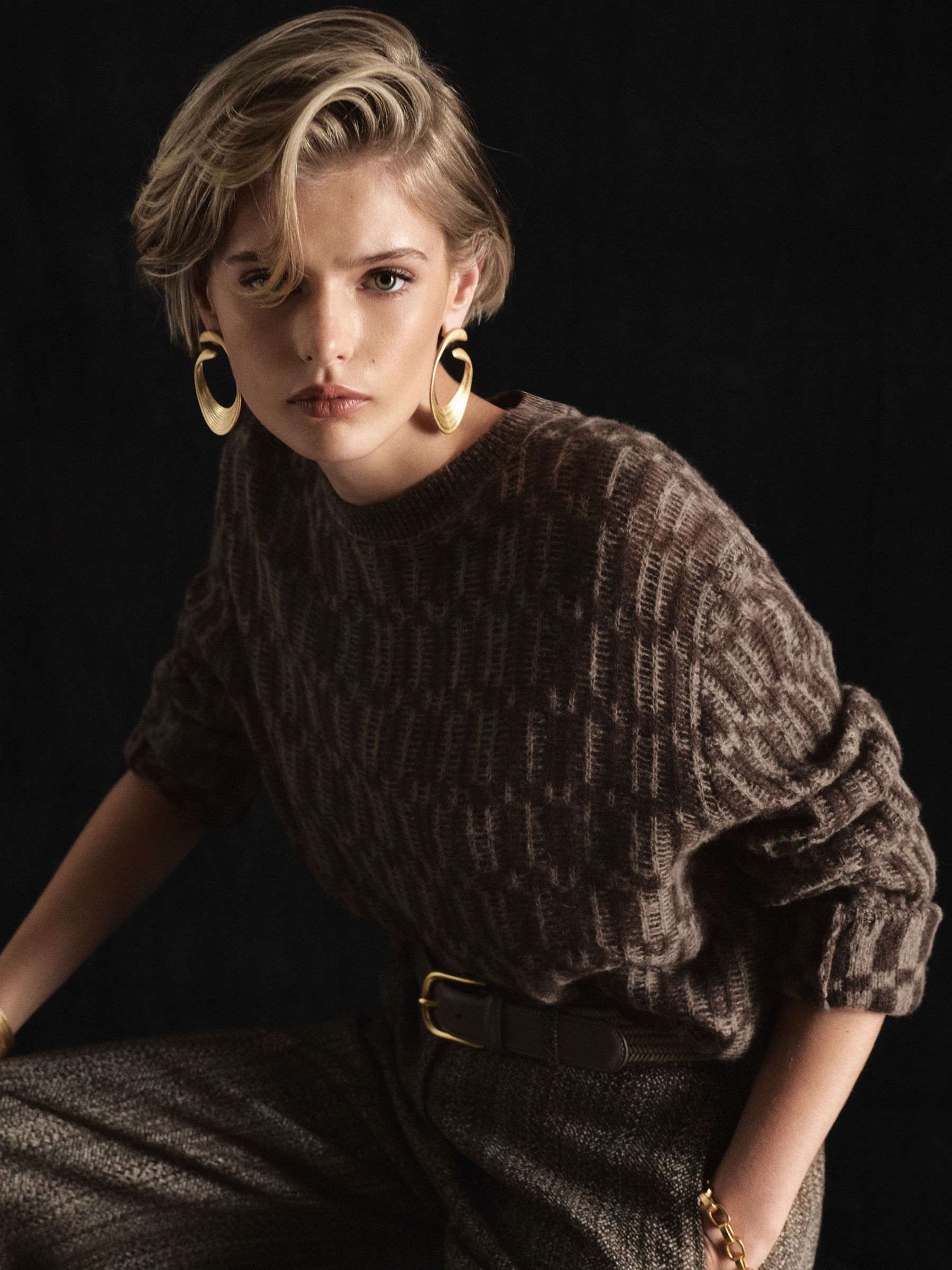 Neutral/Brown - Atelier Cashmere-silk Geometric-knit Jumper