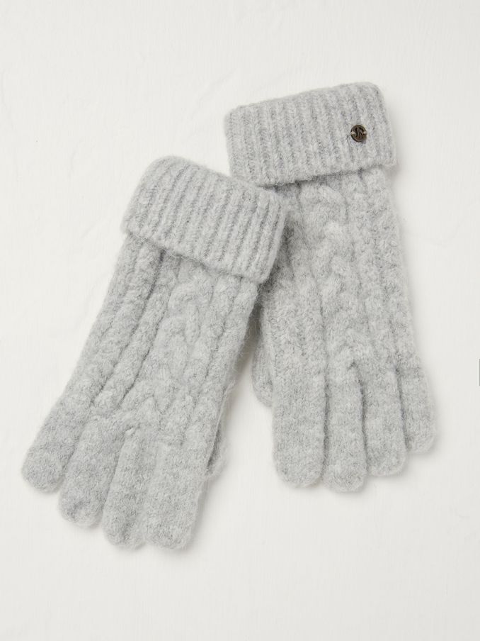 Grey Cable Knit Gloves (E46309) | $15