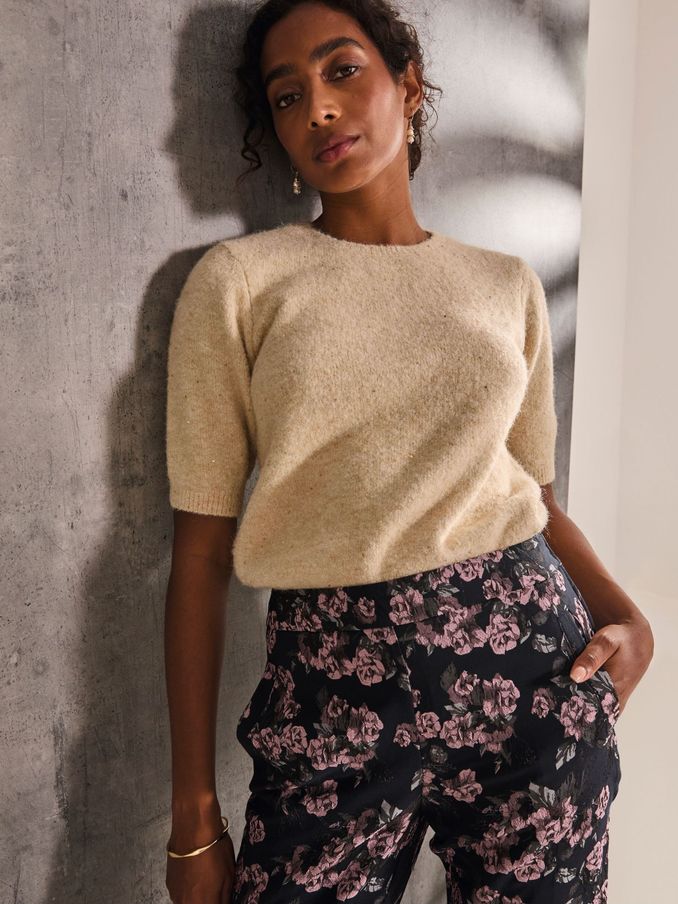 Gold Clemence Knitted Top (E46470) | €33
