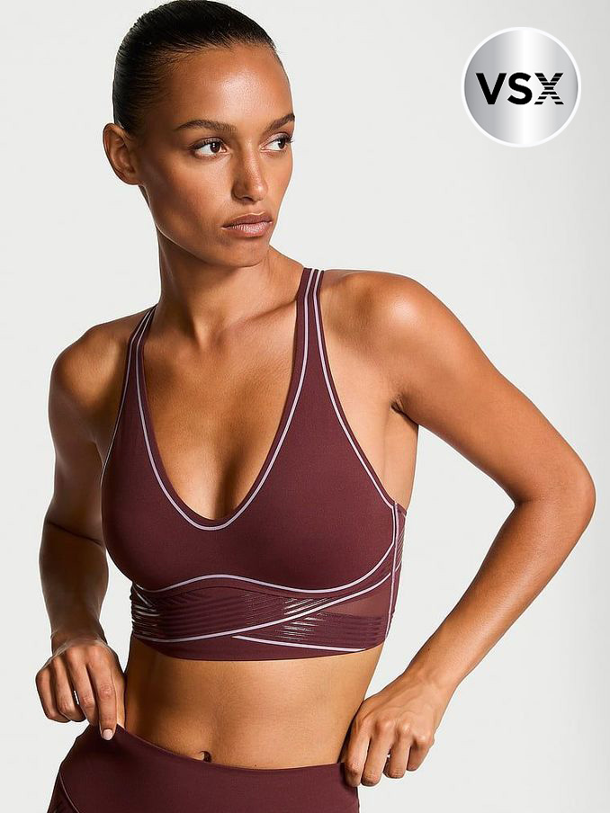 Burgundy Brown Plunge VSX Elevate™ Contour Low Impact Sports Bra (E46493) | €25
