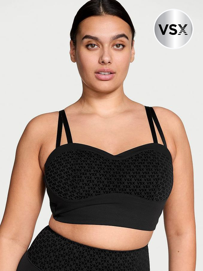 Black Longline Elevate™ Logo Mesh Low Support Sports Bra (E46499) | €52