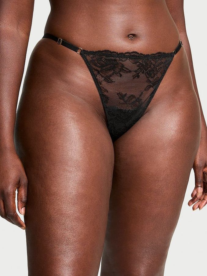 Black G String Rose Lace Knickers (E46505) | €20.50