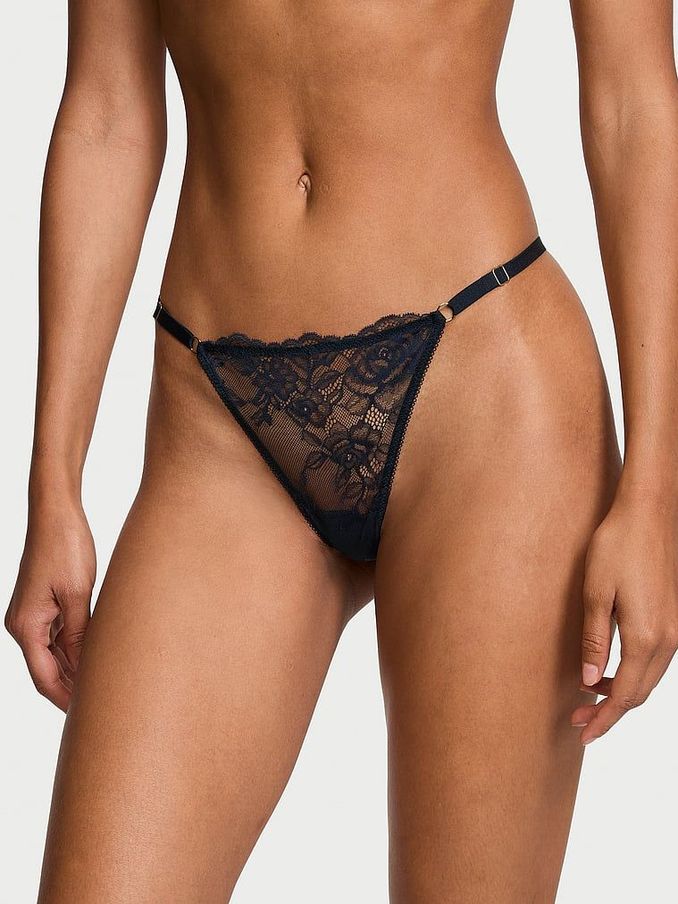 Dark Twilight Blue G String Rose Lace Knickers (E46506) | €4